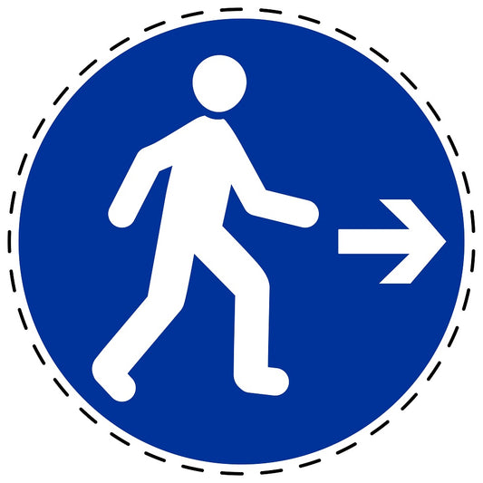 Gebotsaufkleber "Fußgänger, rechts" aus PVC Plastik, ES-SIM1090