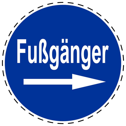 Gebotsaufkleber "Fußgänger rechts" aus PVC Plastik, ES-SIM1120