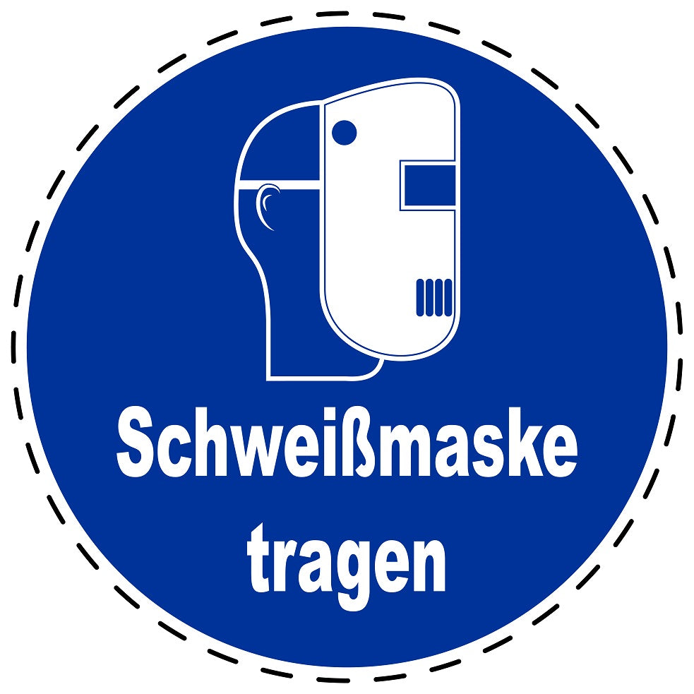 Gebotsaufkleber "Tragen Sie eine Schweißmaske" aus PVC Plastik, ES-SIM1480