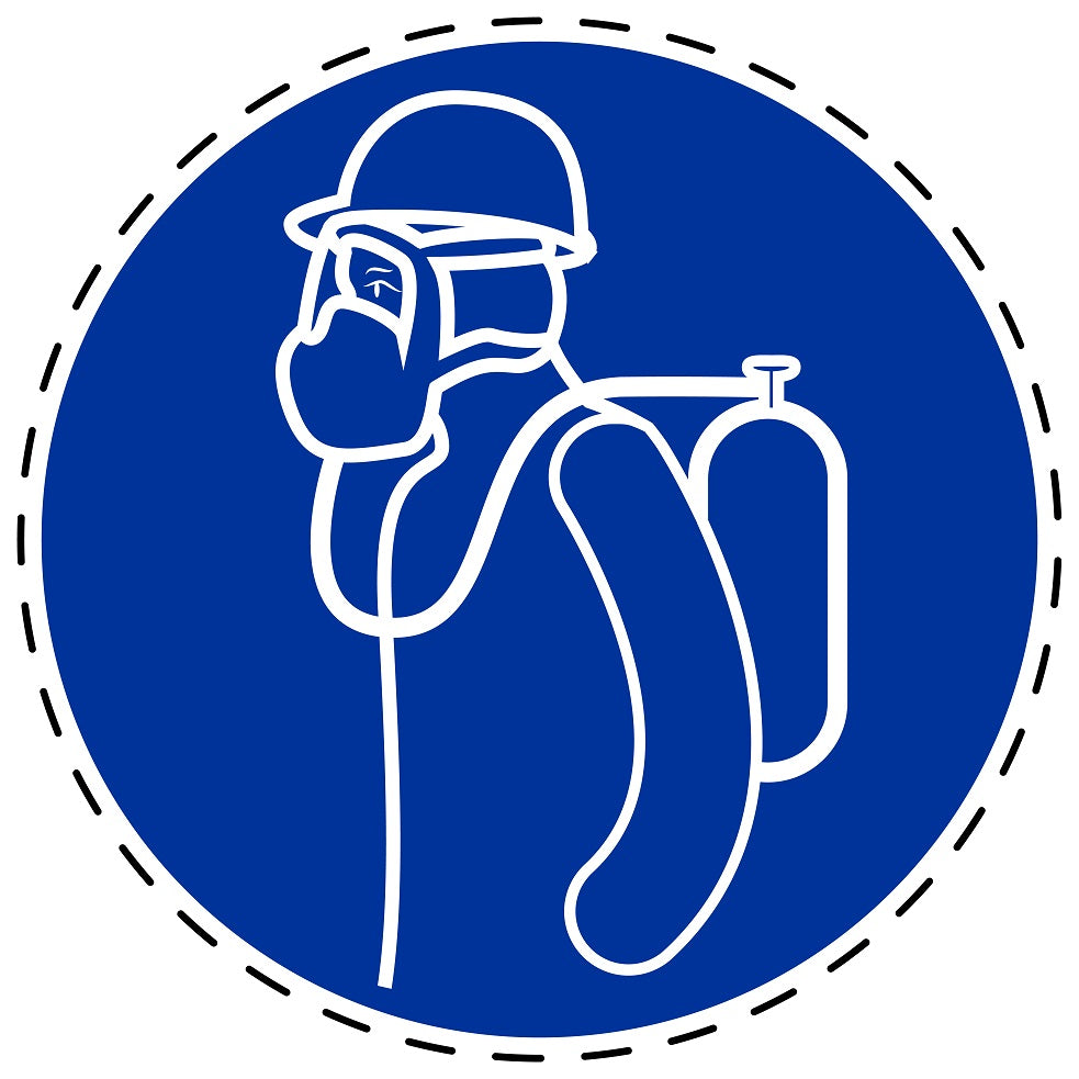 Gebotsaufkleber "Schweren Atemschutz tragen" aus PVC Plastik, ES-SIM1510