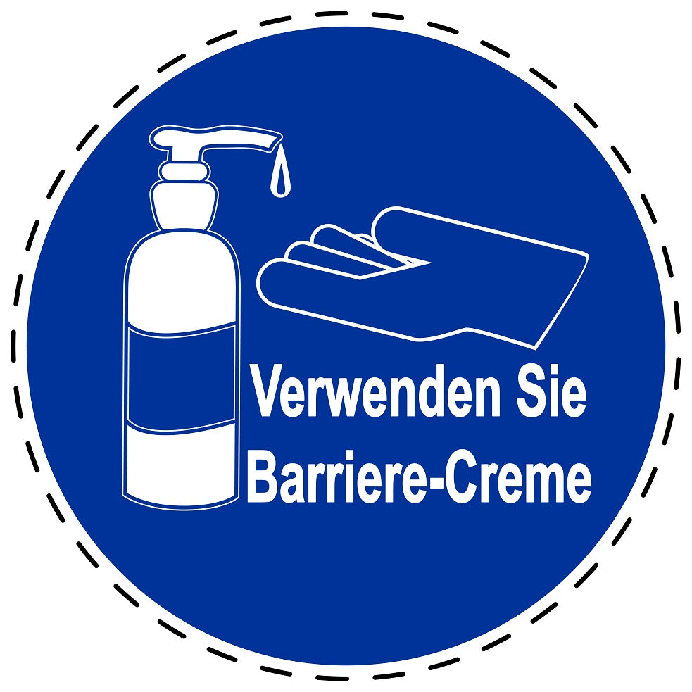 Gebotsaufkleber "Verwenden Sie Barriere-Creme" aus PVC Plastik, ES-SIM1550