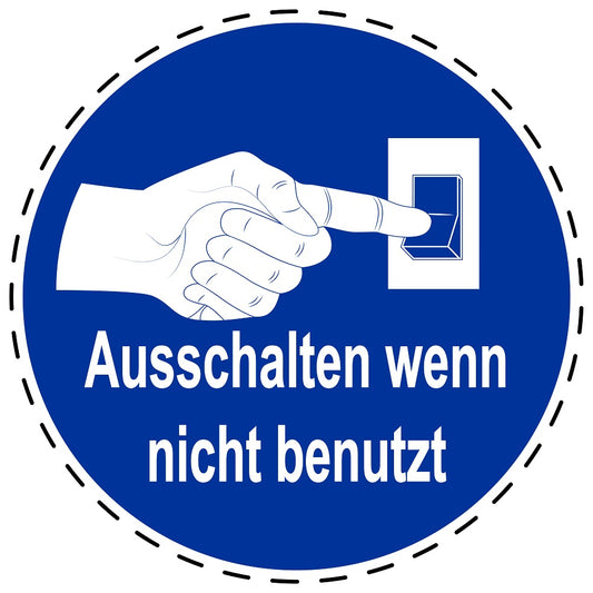 Gebotsaufkleber "Ausschalten wenn nicht benutzt" aus PVC Plastik, ES-SIM1560