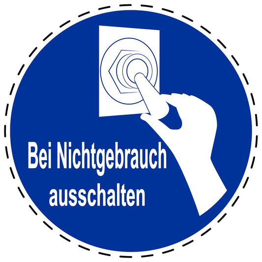 Gebotsaufkleber "Bei Nichtgebrauch ausschalten" aus PVC Plastik, ES-SIM1570