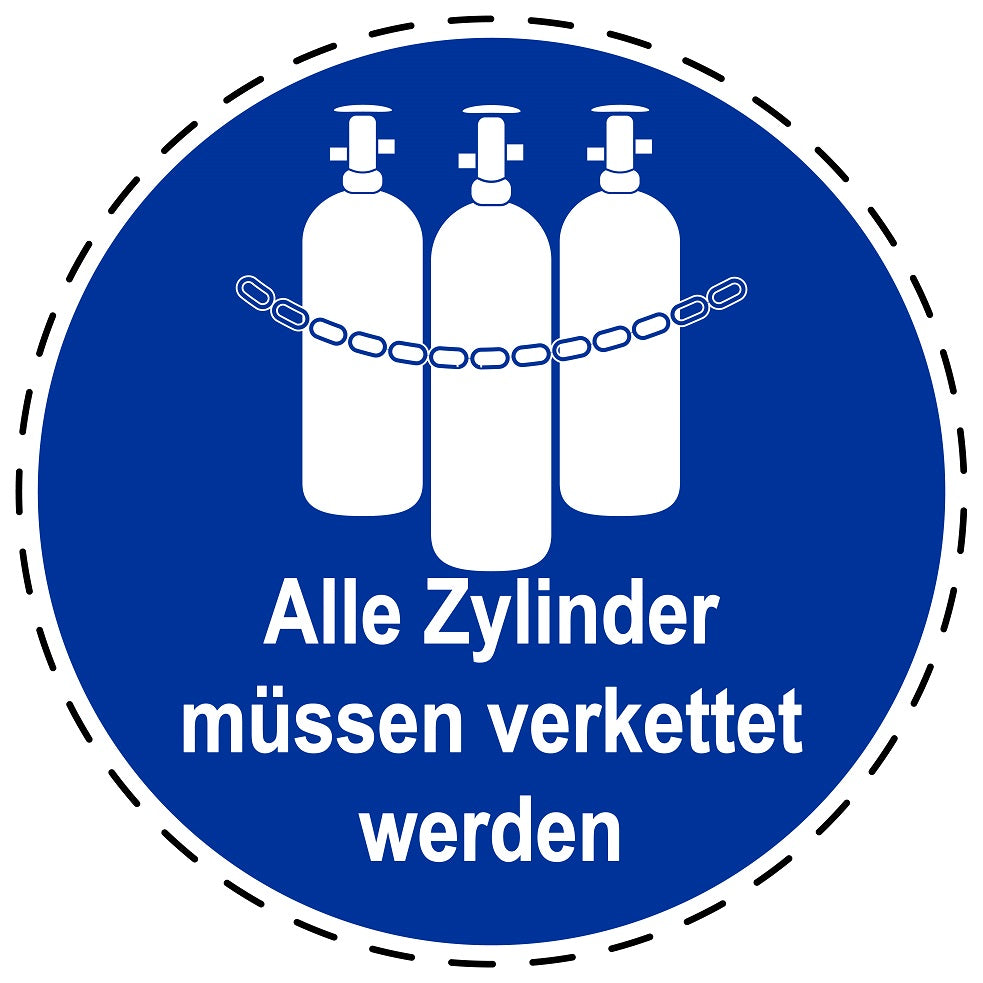 Gebotsaufkleber "Alle Zylinder müssen verkettet werden" aus PVC Plastik, ES-SIM1600