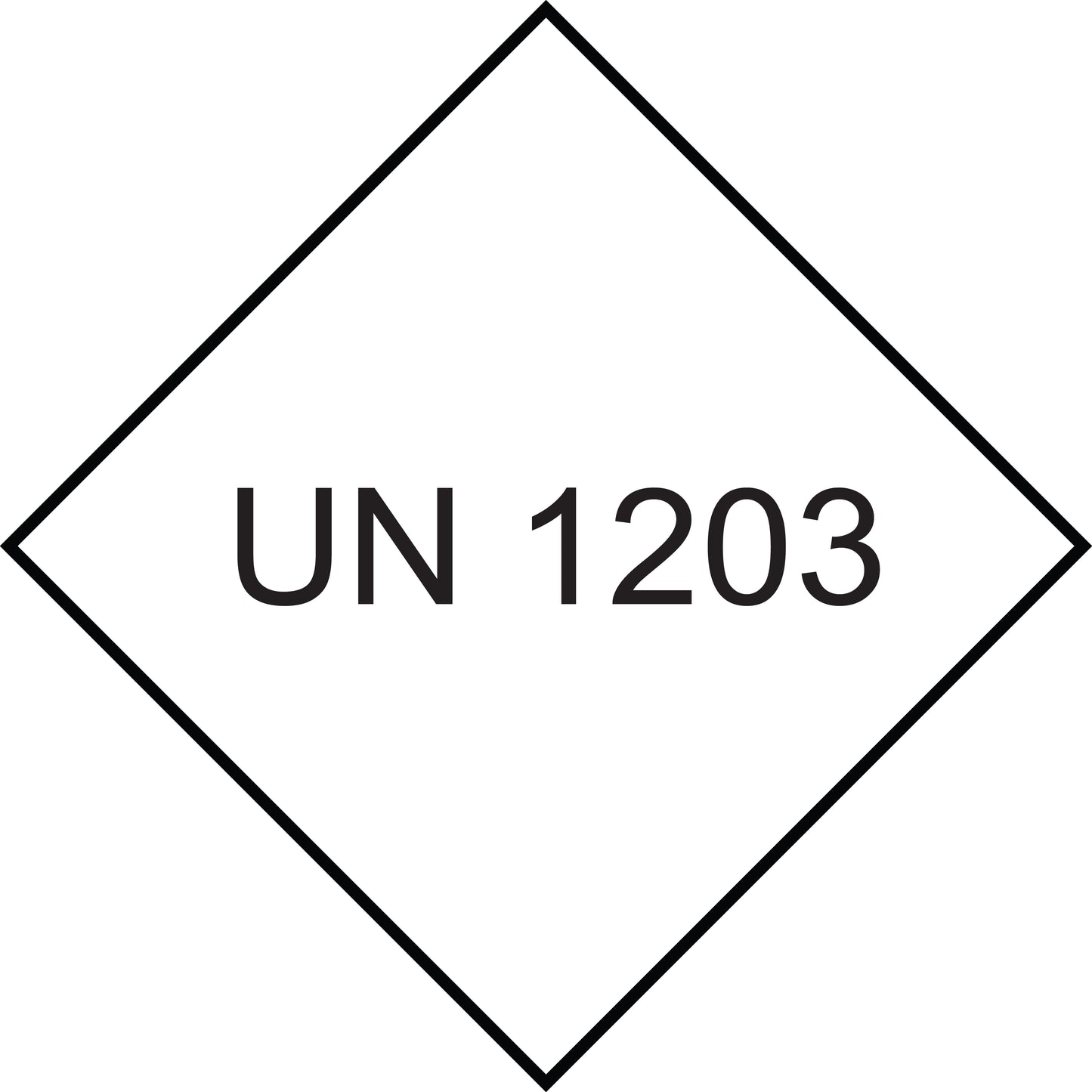 von UN-Gefahrstoffetikett "1203" 10x10 cm aus Papier oder Plastik ES-UN-1000-1203