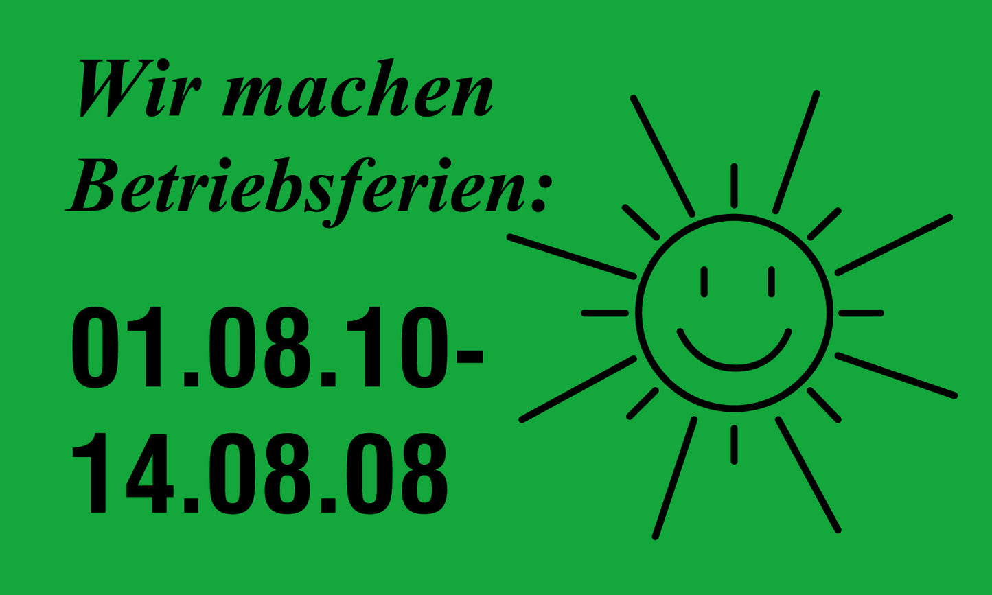 Büroorganisation "Wir machen Betriebsferien:" aus Plastik ES-VAC300-PE