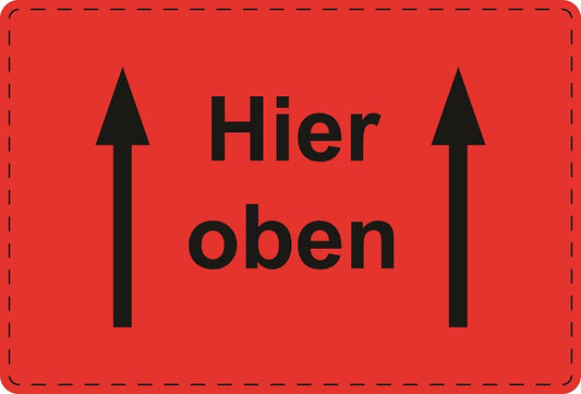 Versandaufkleber "↑Hier oben↑" aus Plastik