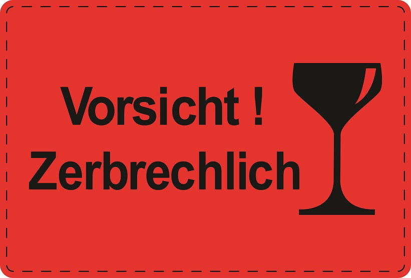 Versandaufkleber "Vorsicht! Zerbrechlich" aus Plastik