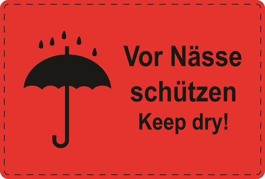Versandaufkleber "Vor Nässe schützen Keep dry!" aus Plastik