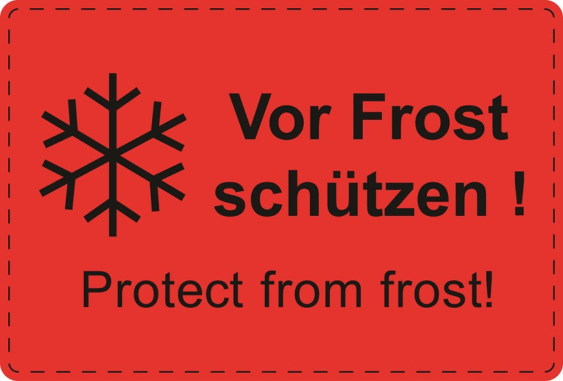 Versandaufkleber "Vor Frost schützen! Protect from frost!" aus Plastik