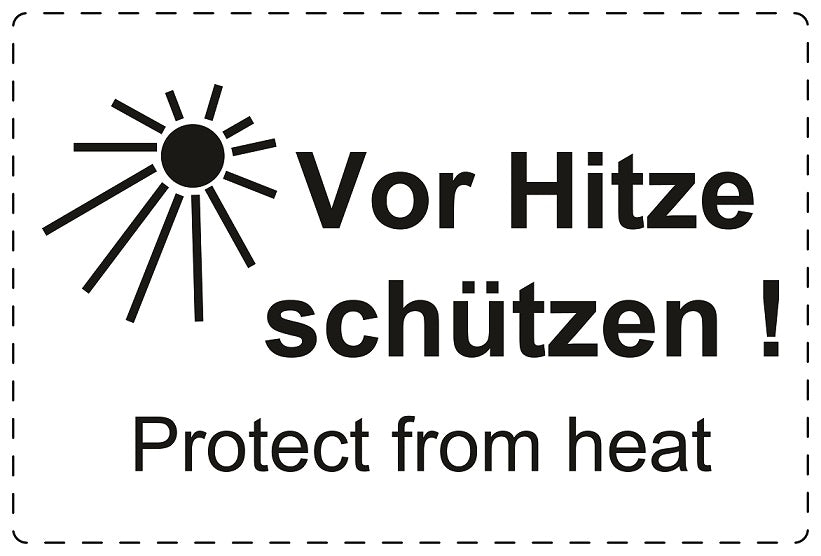1000 Versandaufkleber "Vor Hitze schützen Protect from heat!" aus Plastik ES-VER-PE-1500