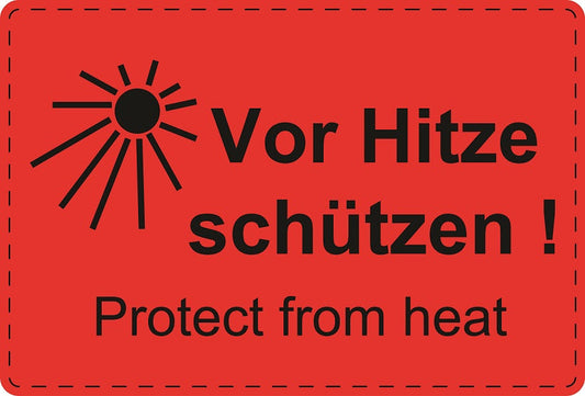 Versandaufkleber "Vor Hitze schützen! Protect from heat!" aus Plastik