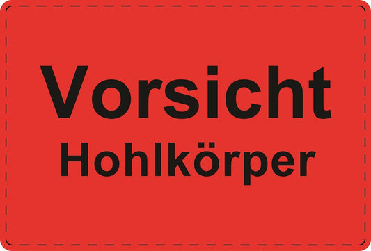 Versandaufkleber "Vorsicht Hohlkörper" aus Papier