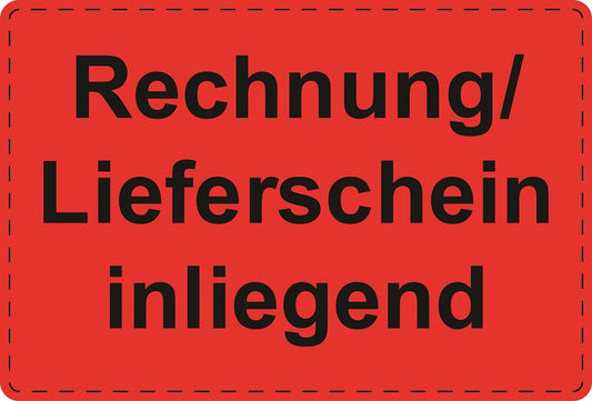 Versandaufkleber "Rechnung/ Lieferschein inliegend" aus Plastik