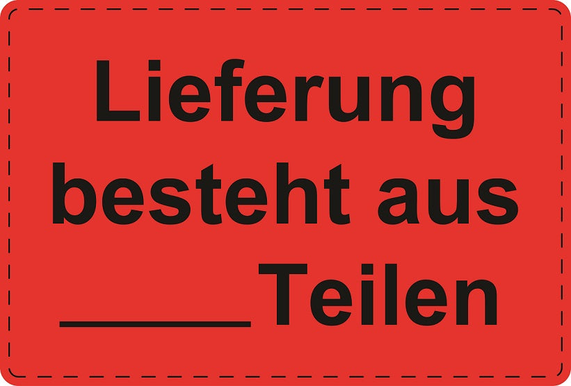 1000 Versandaufkleber "Lieferung besteht aus ... Teilen" aus Papier ES-VER-PA-3200