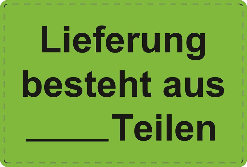 Versandaufkleber "Lieferung besteht aus ____ Teilen" aus Plastik