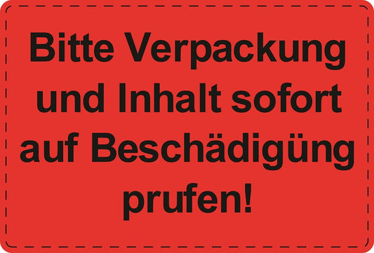 1000 Versandaufkleber "Bitte Verpackung und Inhalt sofort auf Beschädigung prüfen!" aus Plastik ES-VER-PE-3300