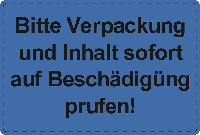 Versandaufkleber "Bitte Verpackung und Inhalt sofort auf Beschädigung prüfen!" aus Plastik