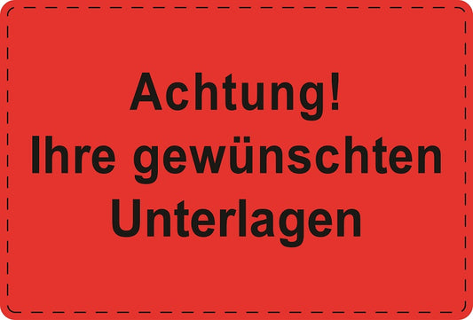 1000 Versandaufkleber "Achtung! Ihre gewünschten Unterlagen" aus Plastik ES-VER-PE-3400