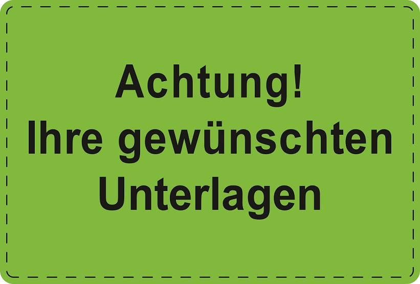 Versandaufkleber "Achtung! Ihre gewünschten Unterlagen" aus Plastik