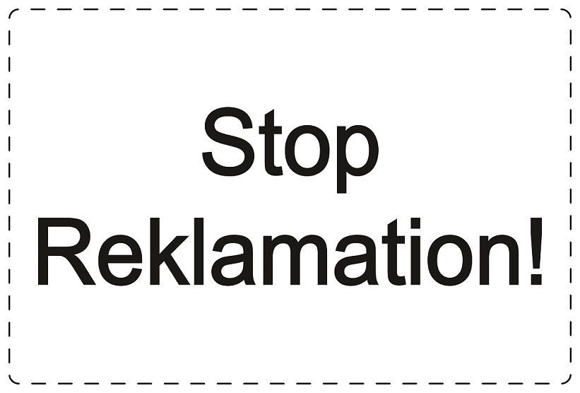 1000 Versandaufkleber "Stop Reklamation!" aus Papier ES-VER-PA-4000