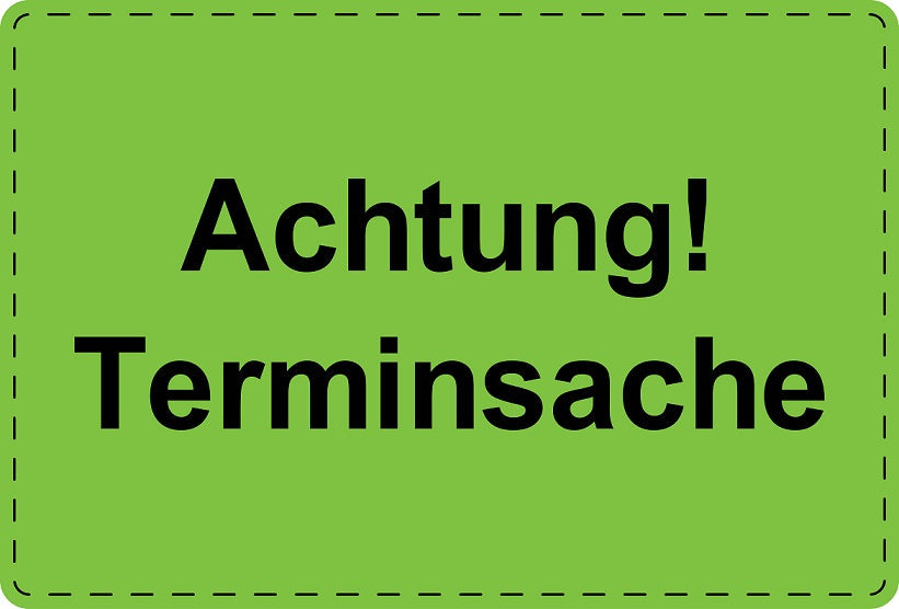 Versandaufkleber "Achtung! Terminsache" aus Plastik