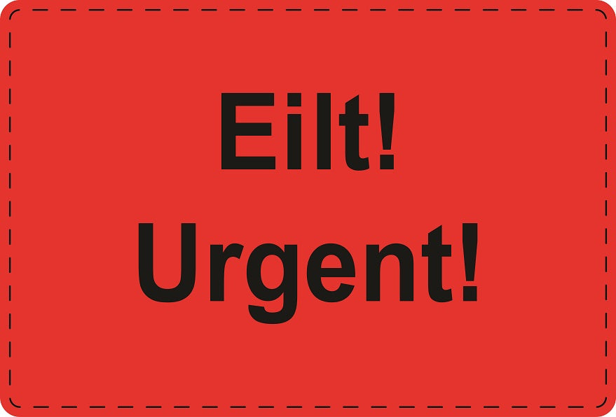 Versandaufkleber "Eilt! Urgent!" aus Papier