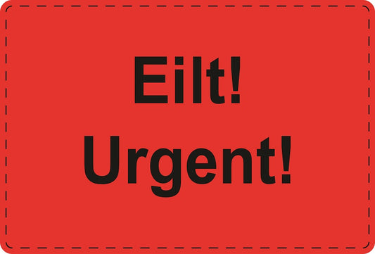 Versandaufkleber "Eilt! Urgent!" aus Papier