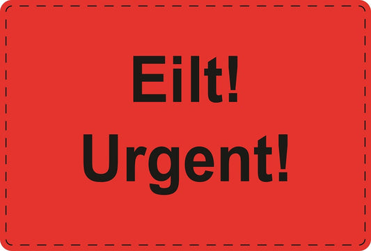 Versandaufkleber "Eilt! Urgent!" aus Plastik