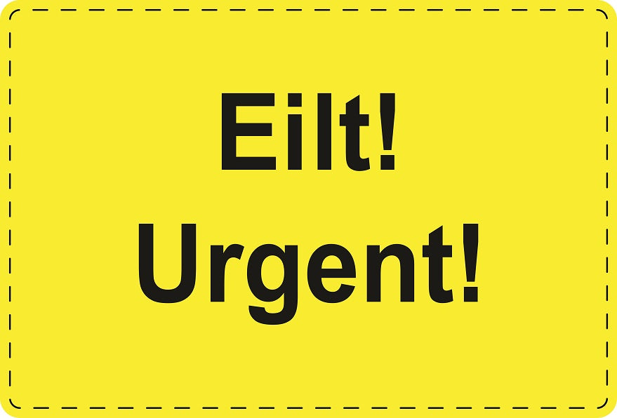 Versandaufkleber "Eilt! Urgent!" aus Papier