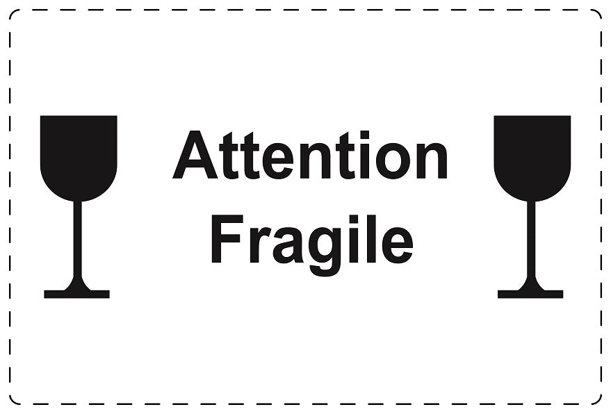 Versandaufkleber "Attention Fragile" aus Papier