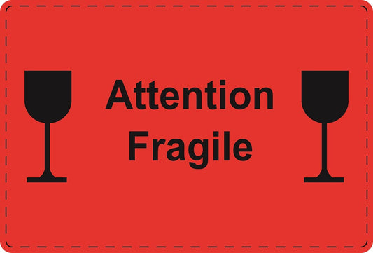 Versandaufkleber "Attention Fragile" aus Plastik