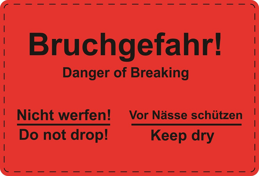 1000 Versandaufkleber "Bruchgefahr! Danger of breaking" aus Plastik ES-VER-PE-5700