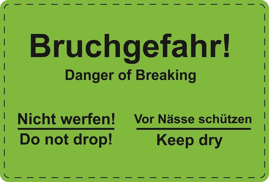 1000 Versandaufkleber "Bruchgefahr! Danger of breaking" aus Plastik ES-VER-PE-5700