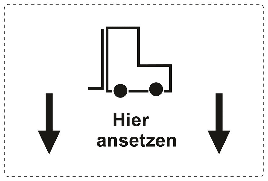 1000 Versandaufkleber "Ansatzpunkt für Gabelstabler" aus Papier ES-VER-PA-6200