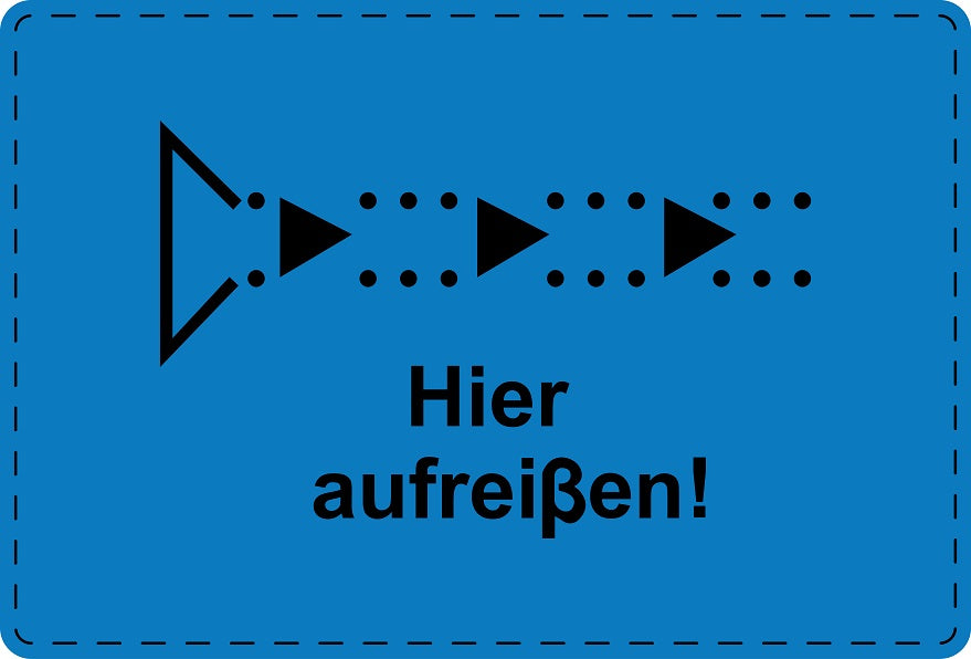 1000 Versandaufkleber "Hier aufreißen" aus Plastik ES-VER-PE-6300