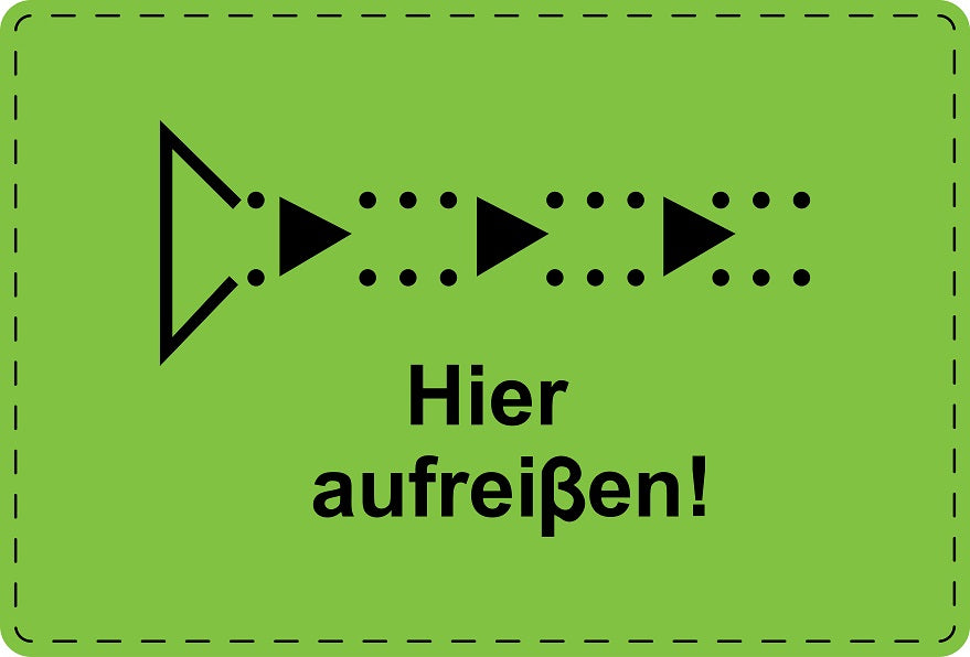 1000 Versandaufkleber "Hier aufreißen" aus Plastik ES-VER-PE-6300