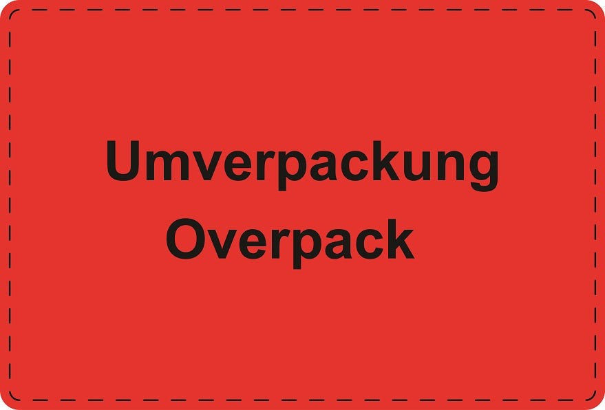 1000 Versandaufkleber "Umverpackung Overpack" aus Plastik ES-VER-PE-6600