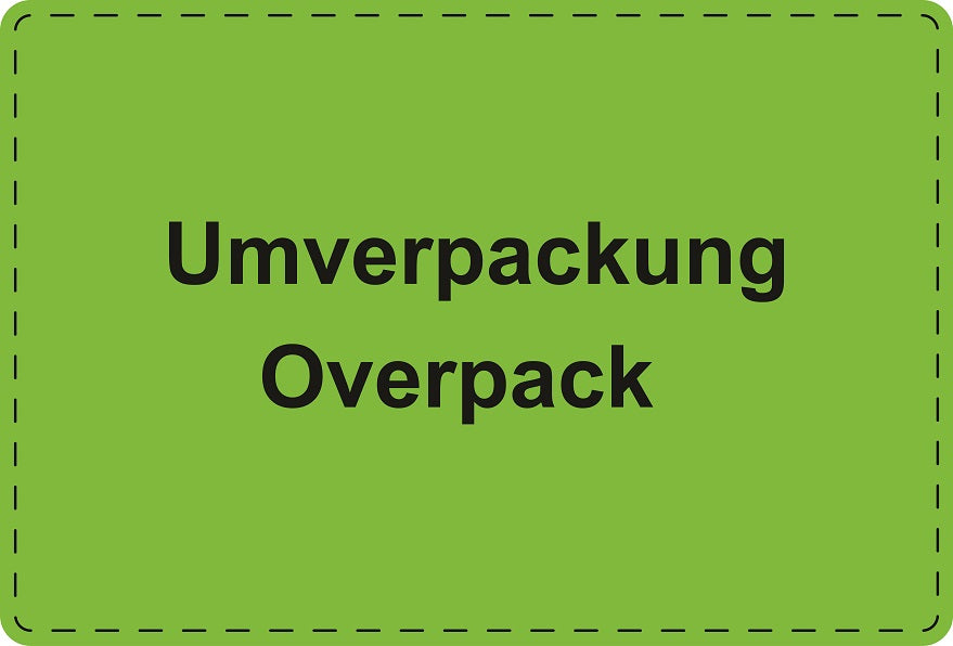 1000 Versandaufkleber "Umverpackung Overpack" aus Plastik ES-VER-PE-6600