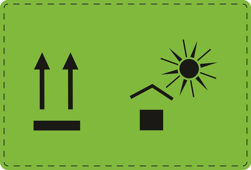1000 Versandaufkleber "Hier oben + Vor Hitze und direkter Sonne schützen" aus Papier ES-VER-PA-8800