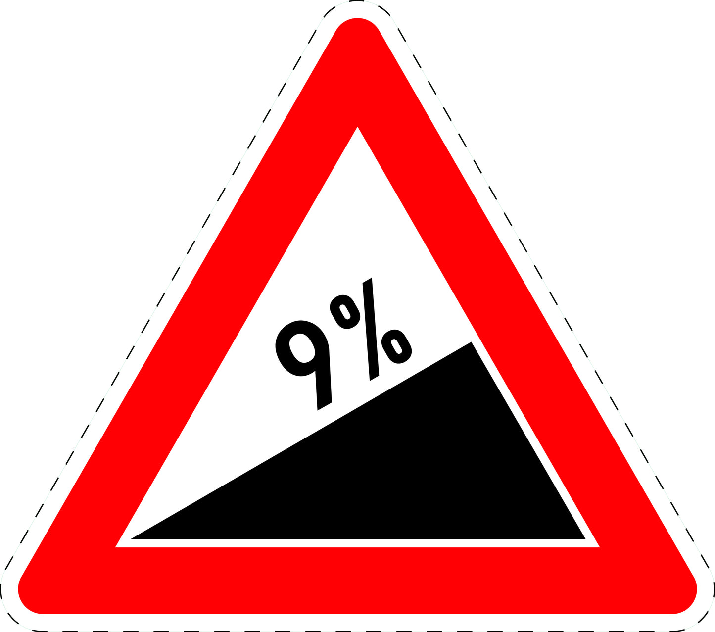 1 Stück Verkehrszeichen "Steigung 9%" 5-70 cm  ES-Verk-110-55