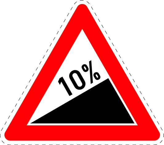 1 Stück Verkehrszeichen "Steigung 10%" 5-70 cm  ES-Verk-110-56
