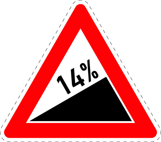 1 Stück Verkehrszeichen "Steigung 14%" 5-70 cm  ES-Verk-110-60