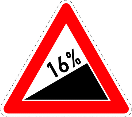 1 Stück Verkehrszeichen "Steigung 16%" 5-70 cm  ES-Verk-110-62