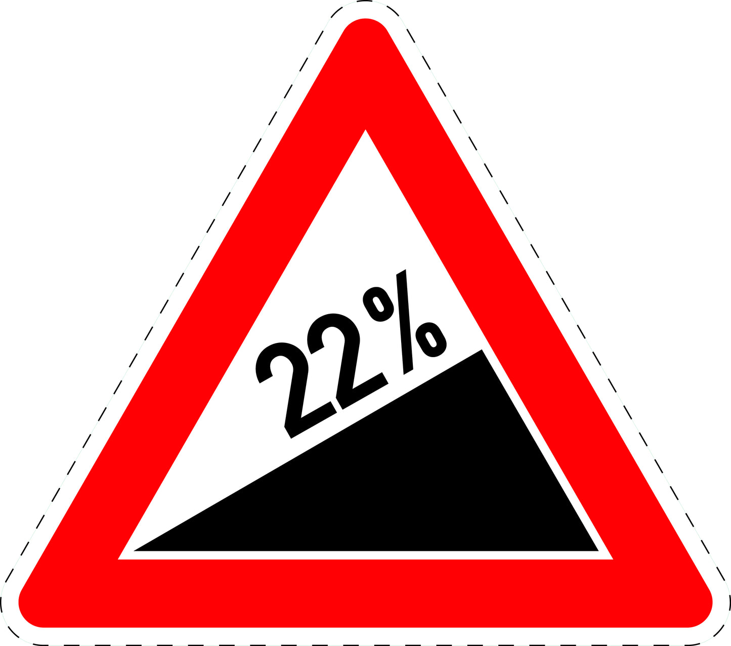 1 Stück Verkehrszeichen "Steigung 22%" 5-70 cm  ES-Verk-110-68