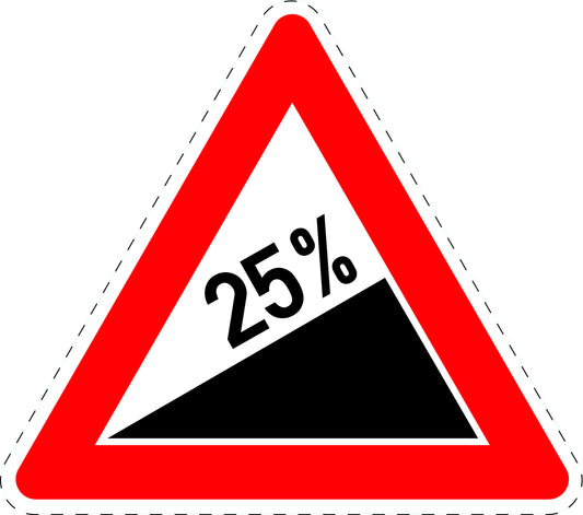 1 Stück Verkehrszeichen "Steigung 25%" 5-70 cm  ES-Verk-110-71