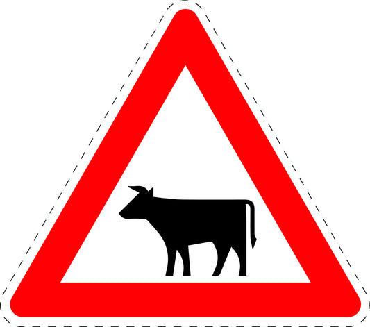 1 Stück Verkehrszeichen  "Viehtrieb, Tiere (Aufstellung rechts)" 5-70 cm  ES-Verk-140-10