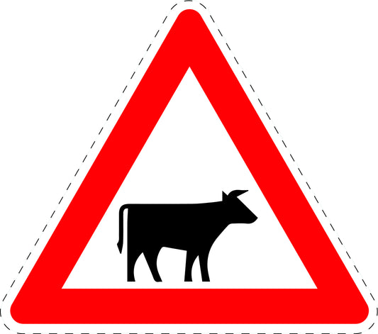 1 Stück Verkehrszeichen  "Viehtrieb, Tiere (Aufstellung links)" 5-70 cm  ES-Verk-140-20