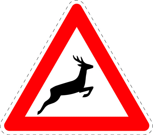1 Stück Verkehrszeichen  "Wildwechsel (Aufstellung links)" 5-70 cm  ES-Verk-142-20