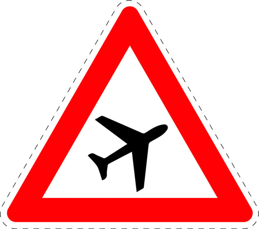 1 Stück Verkehrszeichen  "Flugbetrieb (Aufstellung links)" 5-70 cm  ES-Verk-144-20